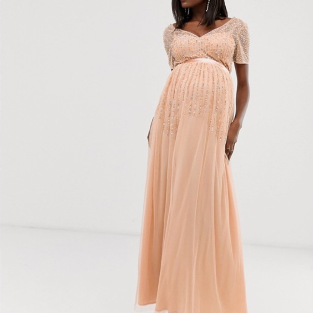 ASOS Maternity sequin maxi dress peach